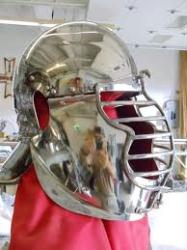 Roman Helm with Fluted Brow Hinged Cheeks and Removeable Cage